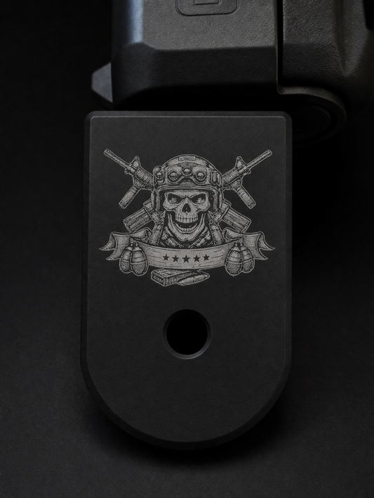 Glock 43/43X Magazine Base Plate- Military Skull