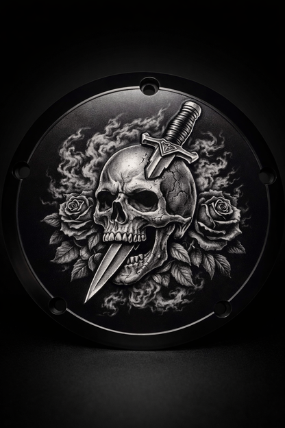 Custom Harley Derby Cover, Personalized Photo Timing Cover, Laser Engraved Black Aluminum, Fits Milwaukee 8 Twin Cam, Biker Gift