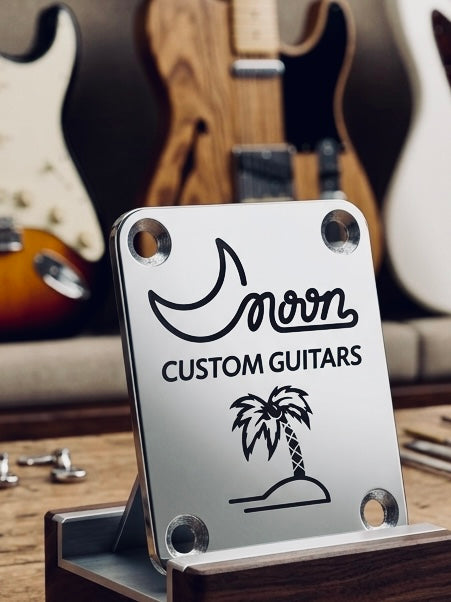 Custom Engraved Guitar Neck Plate | Chrome Steel, 4-Bolt Fender Mount, Laser Etched, Screws Included