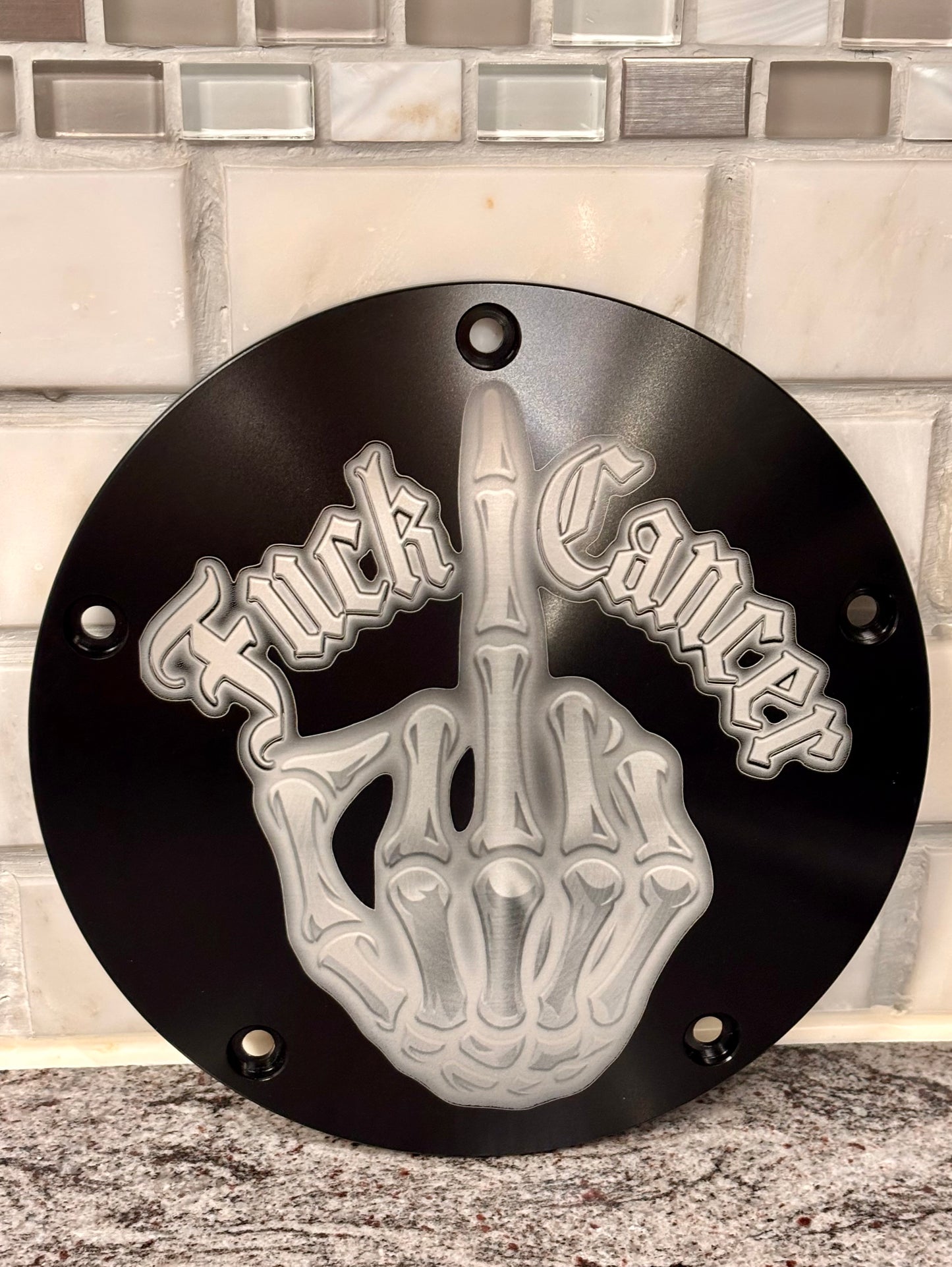 Custom Harley Derby Cover, Personalized Photo Timing Cover, Laser Engraved Black Aluminum, Fits Milwaukee 8 Twin Cam, Biker Gift