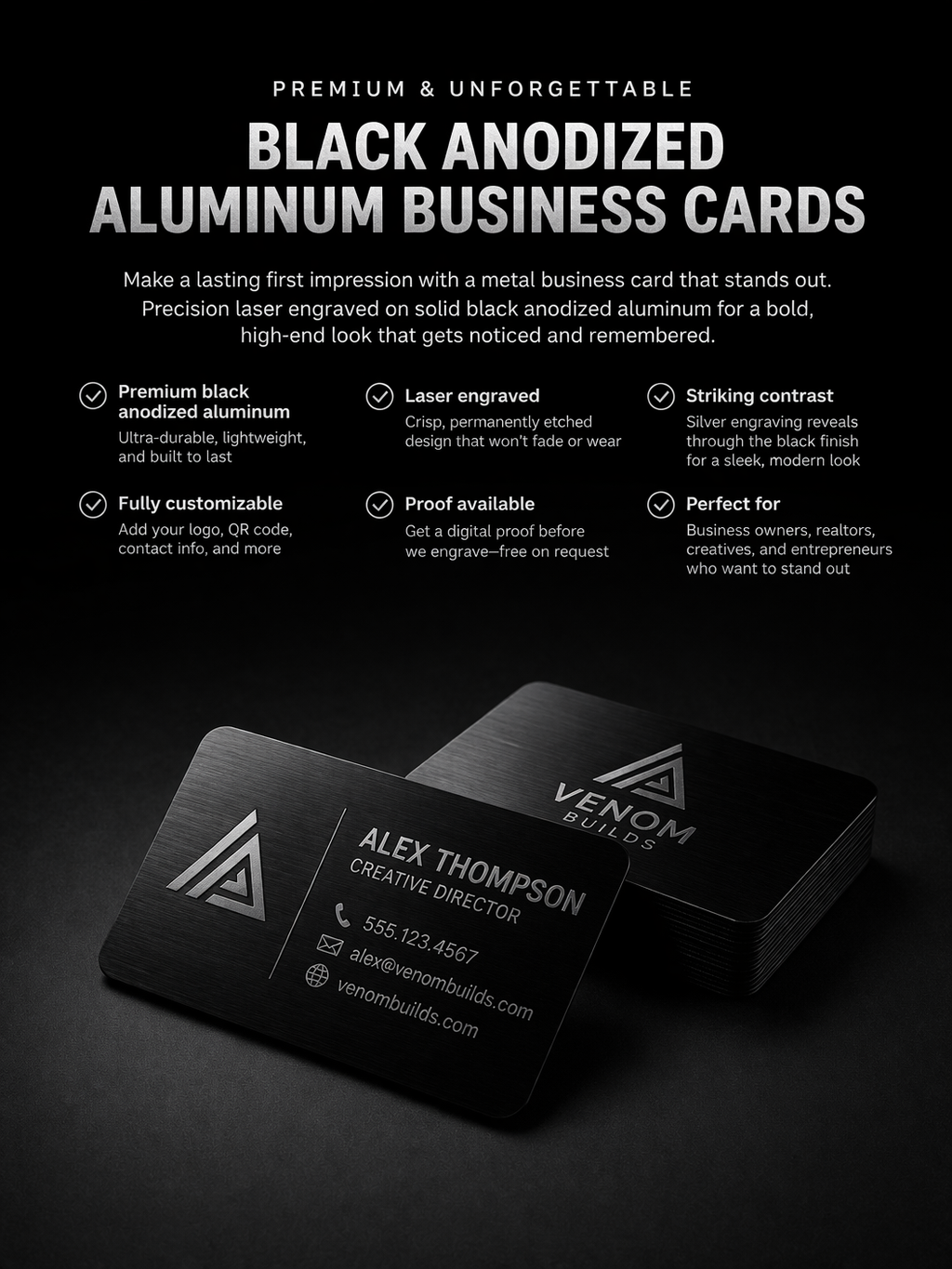 Aluminum business cards