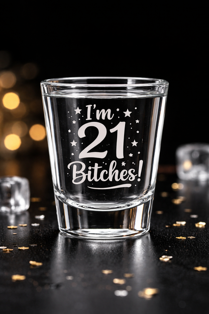 Custom Engraved Shot Glass – UV Laser Etched Glass- Custom themes and art available
