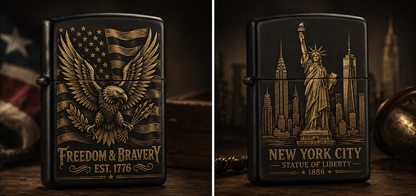 Custom Engraved Black Zippo Lighter – Personalized Laser Engraving – Groomsmen Gift, Best Man Gift, Wedding Gift for Him, Custom Lighter