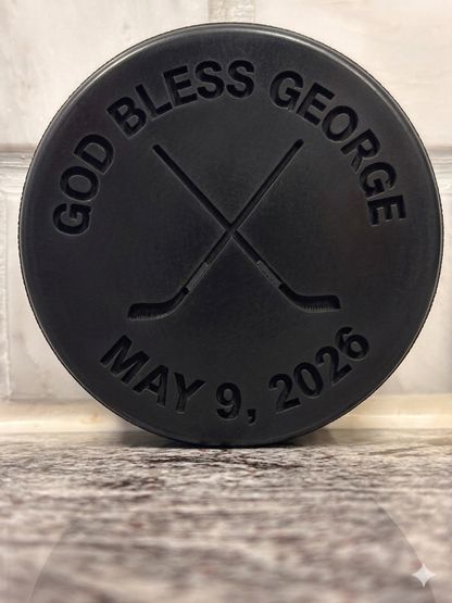 Custom Engraved Hockey Puck | Deep Laser Personalized Team Award Keepsake