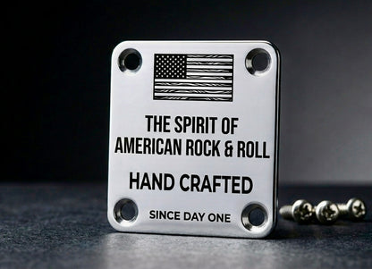 Custom Engraved Guitar Neck Plate | Chrome Steel, 4-Bolt Fender Mount, Laser Etched, Screws Included (Copy)