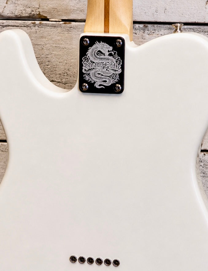 Custom Engraved Guitar Neck Plate | Black Steel, 4-Bolt Fender Mount, Laser Etched, Screws Included