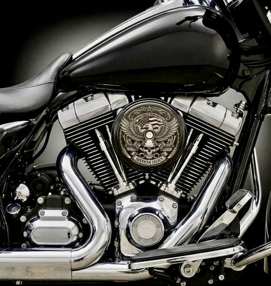 Harley Big Sucker Air Cleaner Cover | Laser Engraved Custom Derby Cover | Stage 1 Air Intake Cover | American Flag Harley Engraving