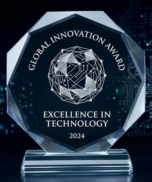 Laser EngravedCrystal Trophy-4.52X3.93X1.37In Octagon