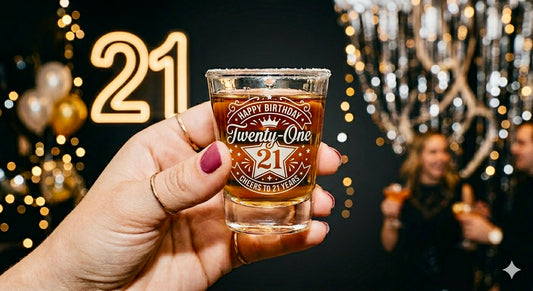 Custom Engraved Shot Glass – UV Laser Etched Glass- Custom themes and art available