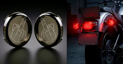 Laser Etched 2” Bullet Smoked Turn Signal Lenses – Harley Davidson & Custom Motorcycles | Hidden Engraving – Lights Up When On
