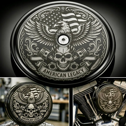 Harley Big Sucker Air Cleaner Cover | Laser Engraved Custom Derby Cover | Stage 1 Air Intake Cover | American Flag Harley Engraving