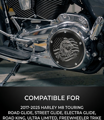 Custom Harley Derby Cover, Personalized Photo Timing Cover, Laser Engraved Black Aluminum, Fits Milwaukee 8 Twin Cam, Biker Gift