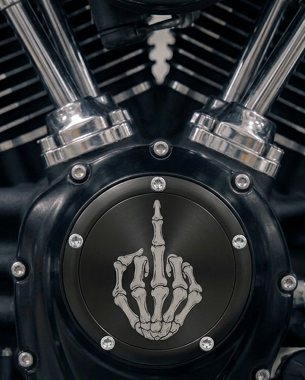 Custom Harley Derby Cover, Personalized Photo Timing Cover, Laser Engraved Black Aluminum, Fits Milwaukee 8 Twin Cam, Biker Gift
