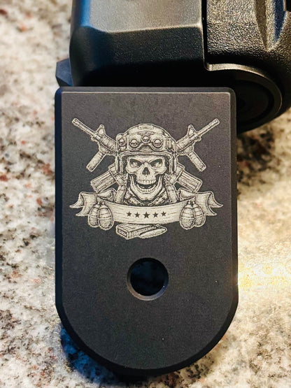 Glock 43/43X Magazine Base Plate- Military Skull
