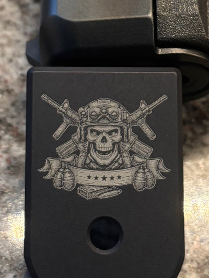Glock 43/43X Magazine Base Plate- Military Skull