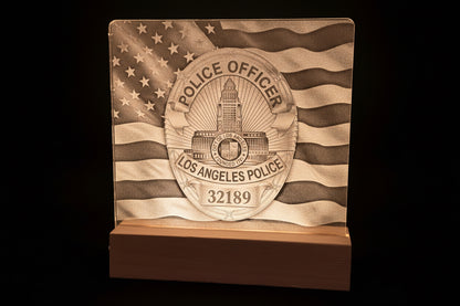 Custom 6x6" UV Laser Engraved light up Acrylic Plaque with Warm LED Base