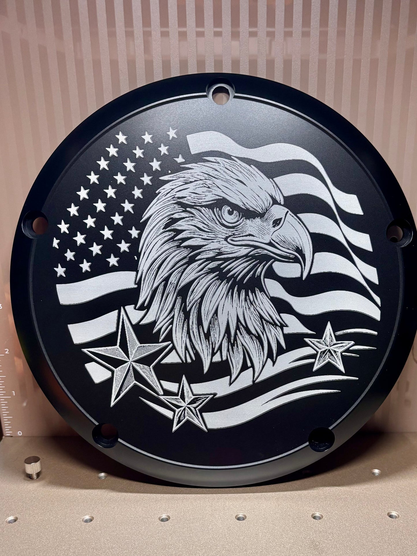 Custom Harley Derby Cover, Personalized Photo Timing Cover, Laser Engraved Black Aluminum, Fits Milwaukee 8 Twin Cam, Biker Gift