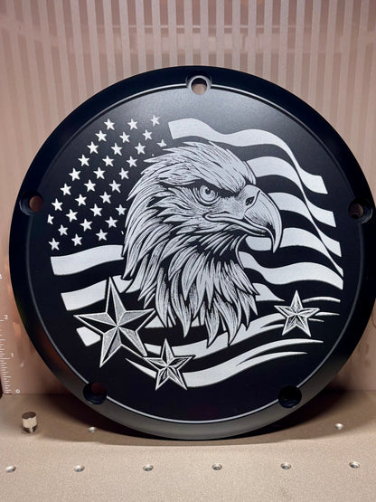 Custom Harley Derby Cover, Personalized Photo Timing Cover, Laser Engraved Black Aluminum, Fits Milwaukee 8 Twin Cam, Biker Gift