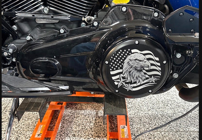 Custom Harley Derby Cover, Personalized Photo Timing Cover, Laser Engraved Black Aluminum, Fits Milwaukee 8 Twin Cam, Biker Gift