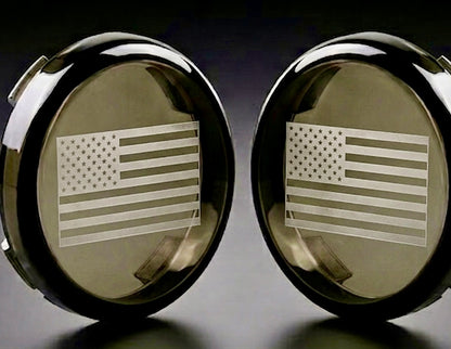 Laser Etched 2” Bullet Smoked Turn Signal Lenses – Harley Davidson & Custom Motorcycles | Hidden Engraving – Lights Up When On