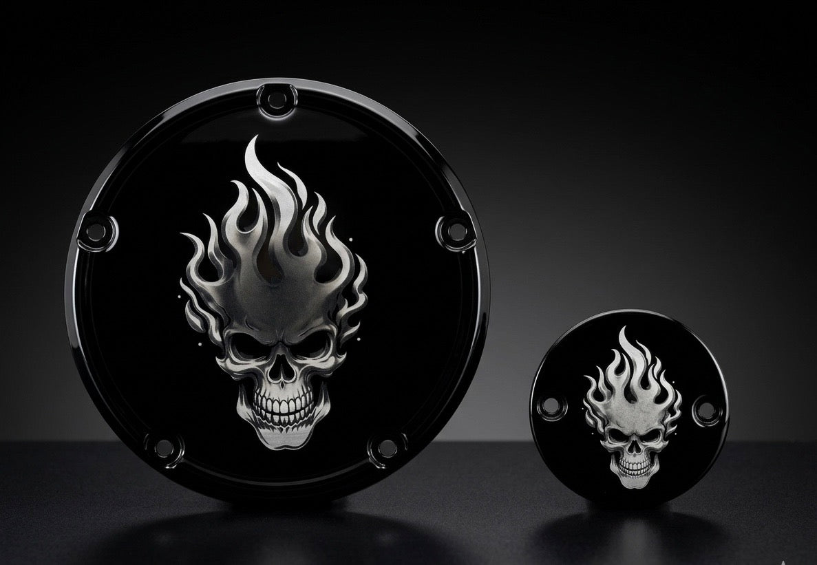 Custom Harley Derby Cover, Personalized Photo Timing Cover, Laser Engraved Black Aluminum, Fits Milwaukee 8 Twin Cam, Biker Gift