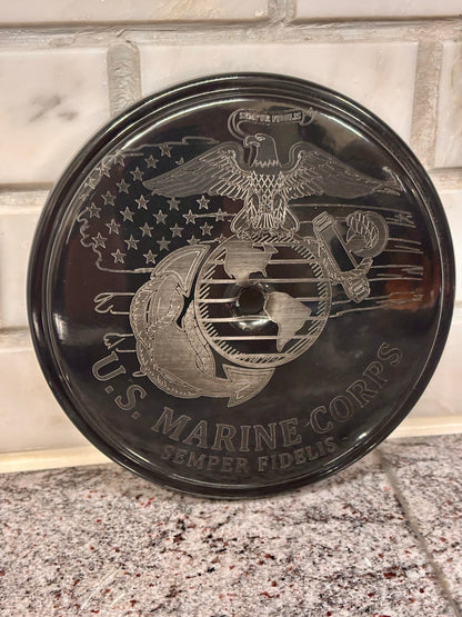 Harley Big Sucker Air Cleaner Cover | Laser Engraved Custom Derby Cover | Stage 1 Air Intake Cover | American Flag Harley Engraving