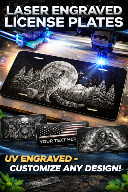 Suggested Custom Laser Engraved Aluminum License Plate – Personalized Car Tag, Black Finish