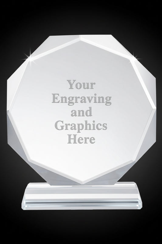 Laser EngravedCrystal Trophy-4.52X3.93X1.37In Octagon